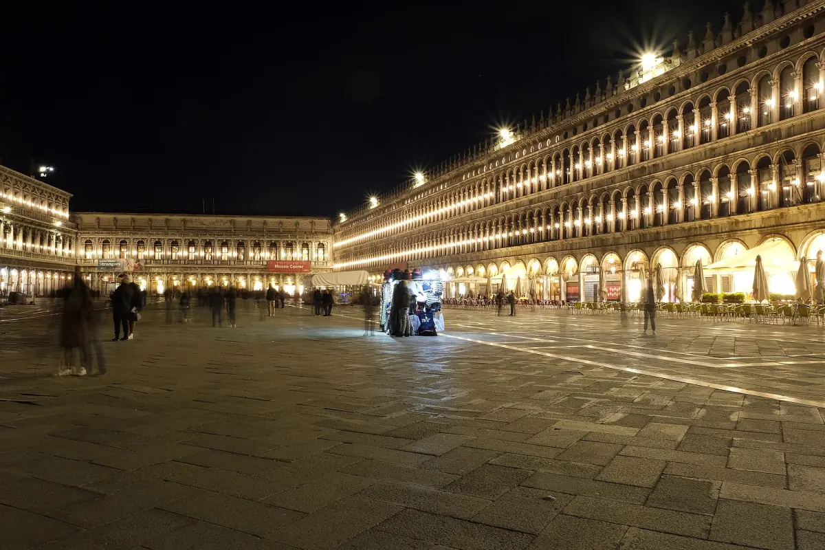 St Mark's Square lit up at night